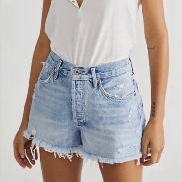 Agolde Pants - AGOLDE Parker Vintage High Rise Button Fly Denim Cut Off Shorts Size 25